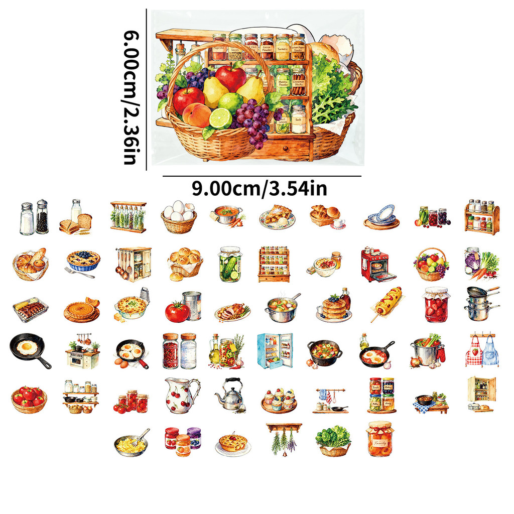 Kitchen Baking Store - 56 sztuk retro naklejek kuchennych z