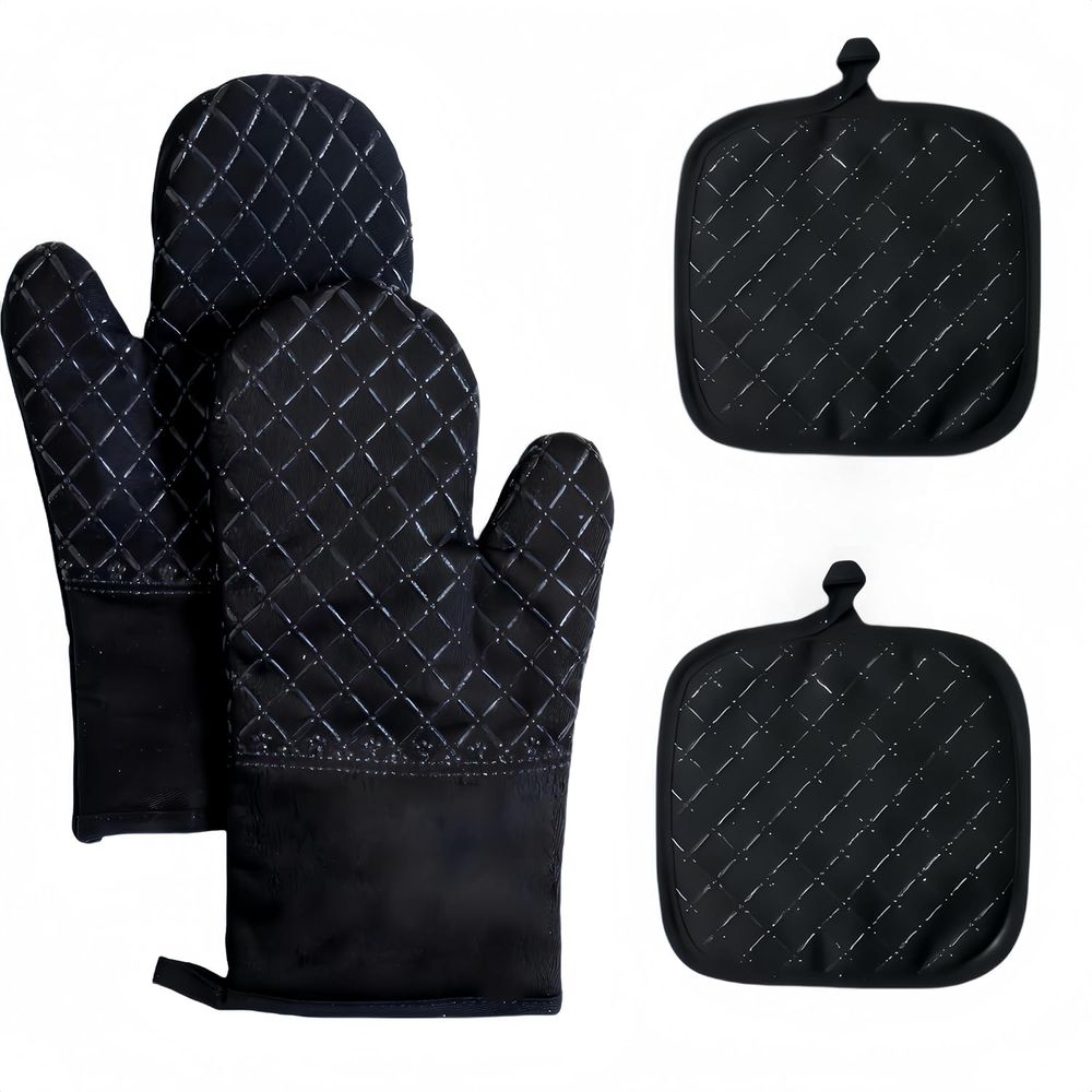 Kitchen Oven Baking Pans - 4-częściowy zestaw, przedłużone rękawice kuchenne i