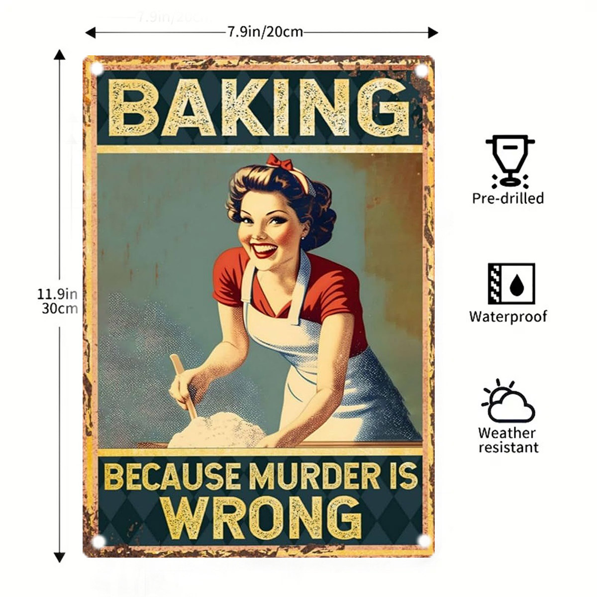 Metalowy szyld z humorem o pie – Kitchen Baking Quotes recenzja i cena
